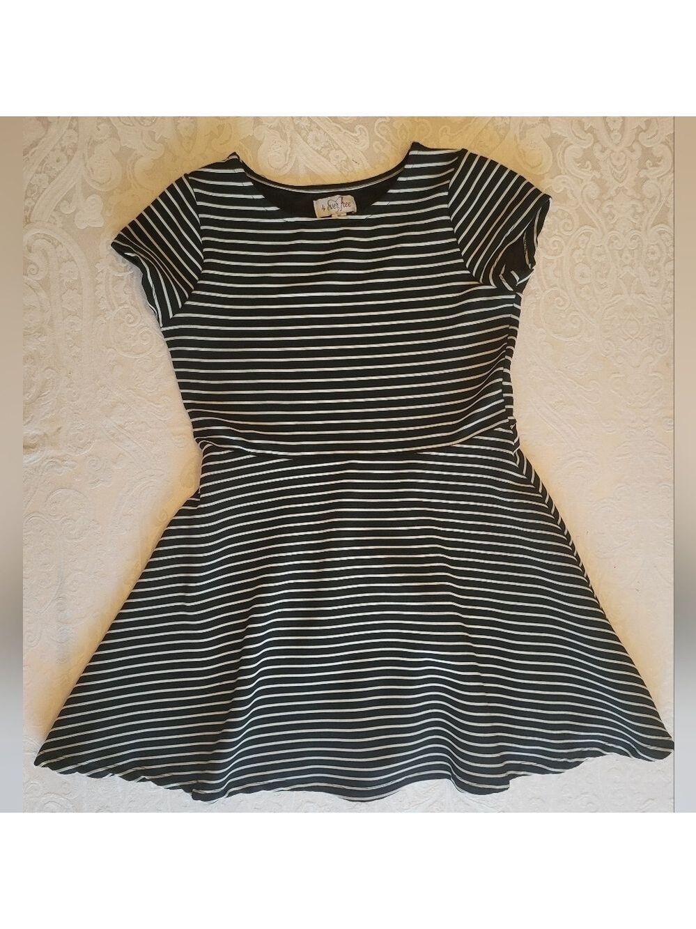 4 Ever Free Black and White Striped Dress, Size 16